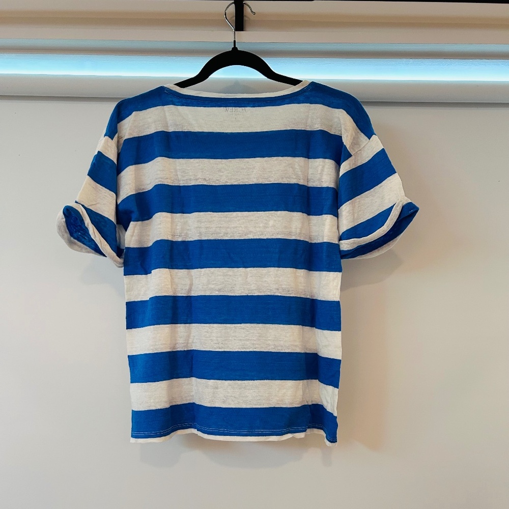 J.Crew Linen Roll-cuff Crewneck T-shirt in Stripe - Picture 4 of 4